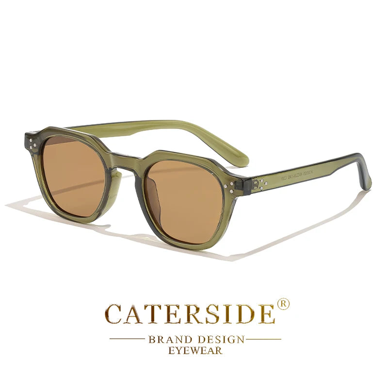 CATERSIDE Retro Polarized Sunglasses – Ultralight TR90 Frame Polygon Style for Men & Women, High-Quality Travel Eyewear