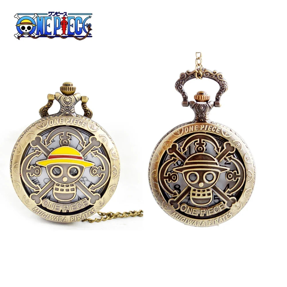 One Piece Anime Pocket Watch – Vintage Bronze Fashion Toy for Kids, Birthday Gift