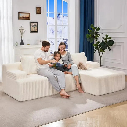 Modular L-Shaped 3-Seat Sectional Sofa — Memory Foam, Deep Seating & Storage