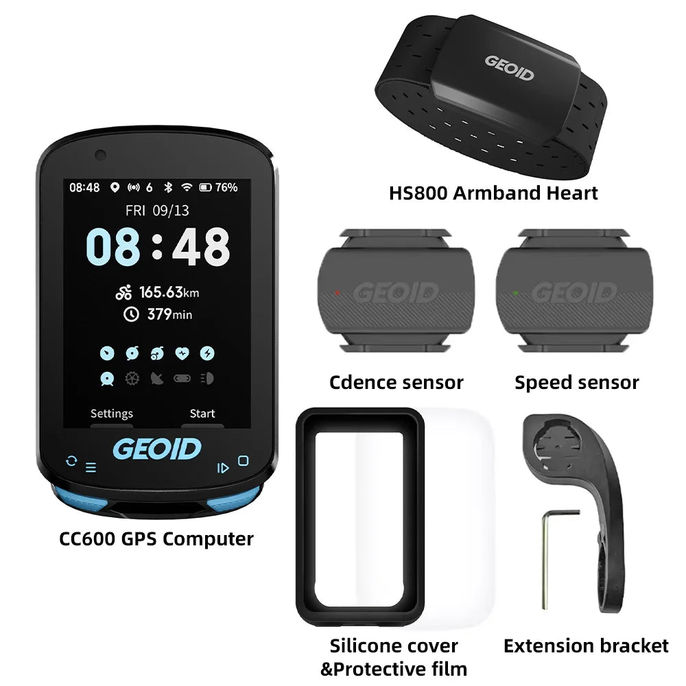 GEOID CC600 Bike Computer – Color Screen Smart GPS Speedometer with Wireless ANT+, WIFI, 11 Languages & Cycling Odometer