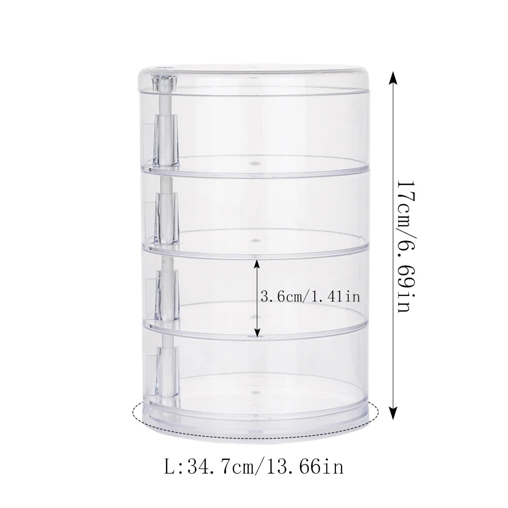 Rotating Jewelry & Makeup Storage Box – Round Plastic Organizer for Bracelets, Earrings with Cover Display Rack