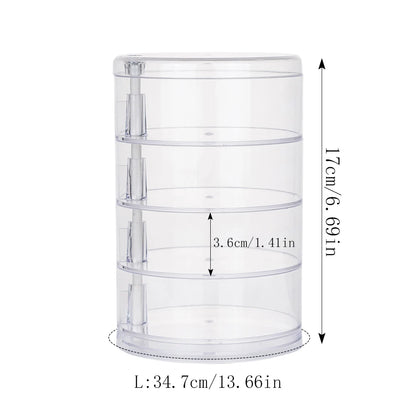 Rotating Jewelry & Makeup Storage Box – Round Plastic Organizer for Bracelets, Earrings with Cover Display Rack