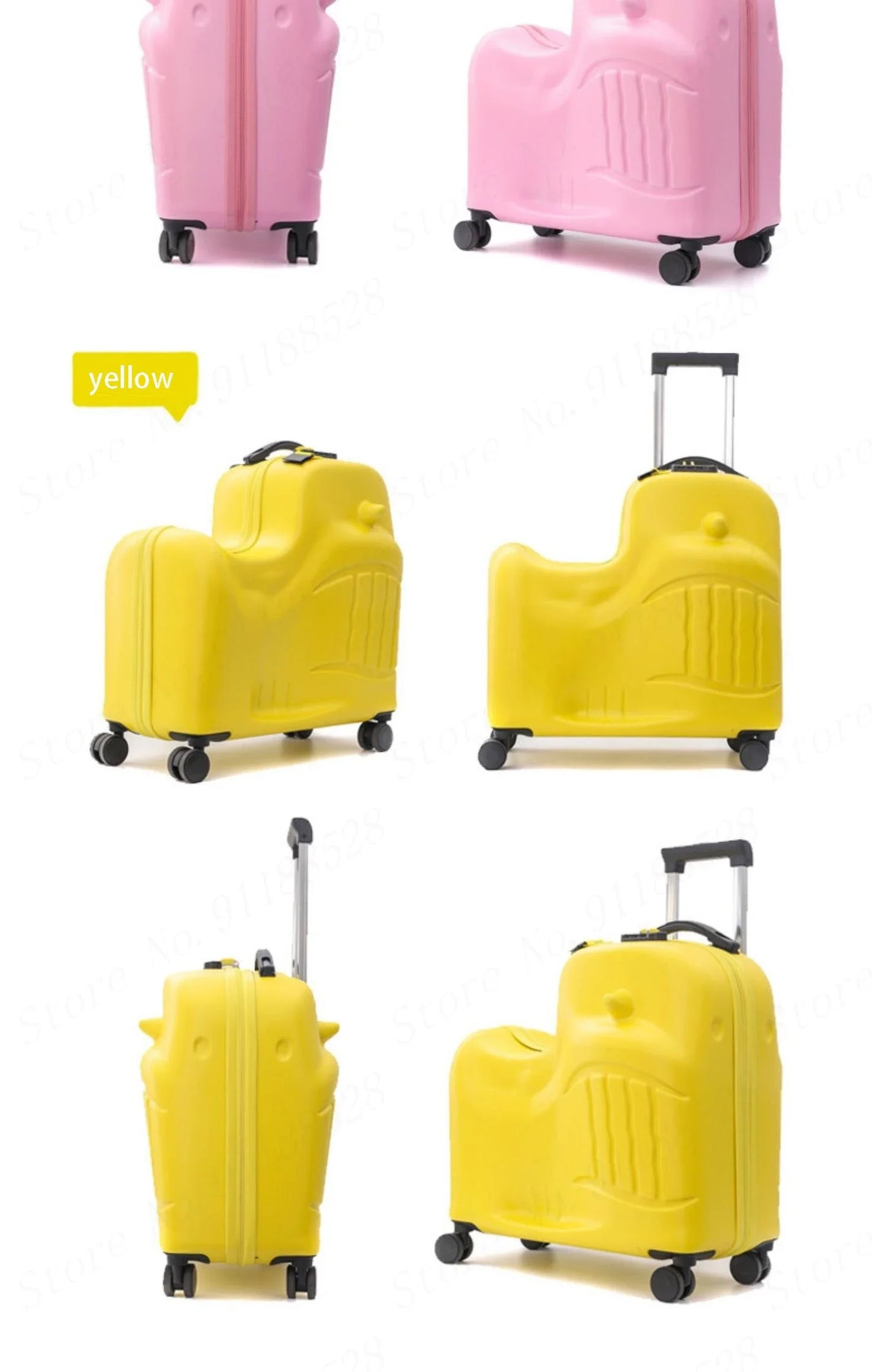 Cartoon Kids Ride-On Suitcase with Wheels – 20/24 Inch Rolling Trolley Luggage for Children, Travel Bag & Gift