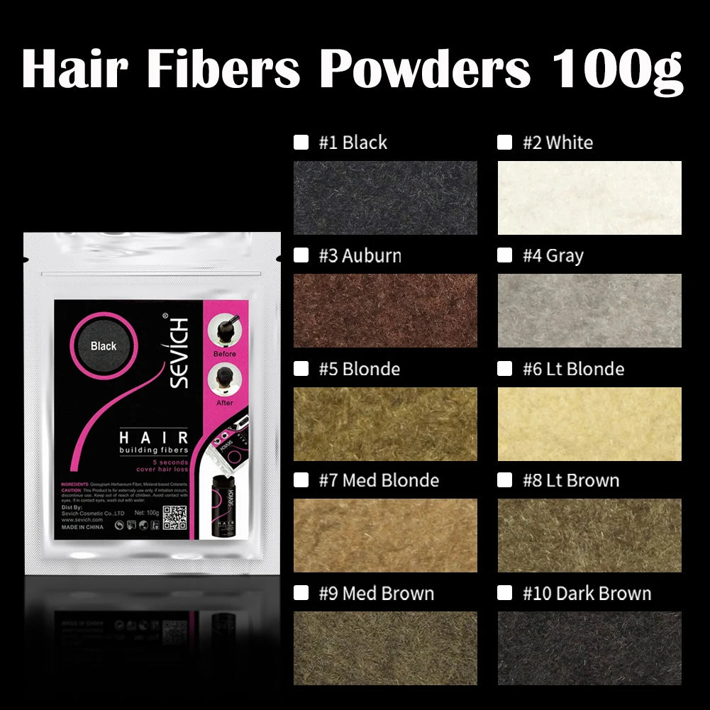 SEVICH Keratin Hair Fiber 100g – Hair Thickening & Building Powder Spray, Instant Regrowth & Hair Loss Concealer