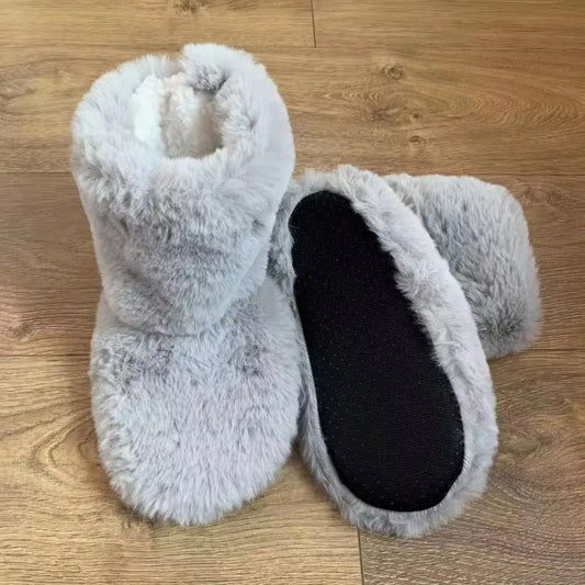 Women’s Winter Slipper Boots – Warm Plush Fur Indoor Flat Fuzzy House Shoes & Slides