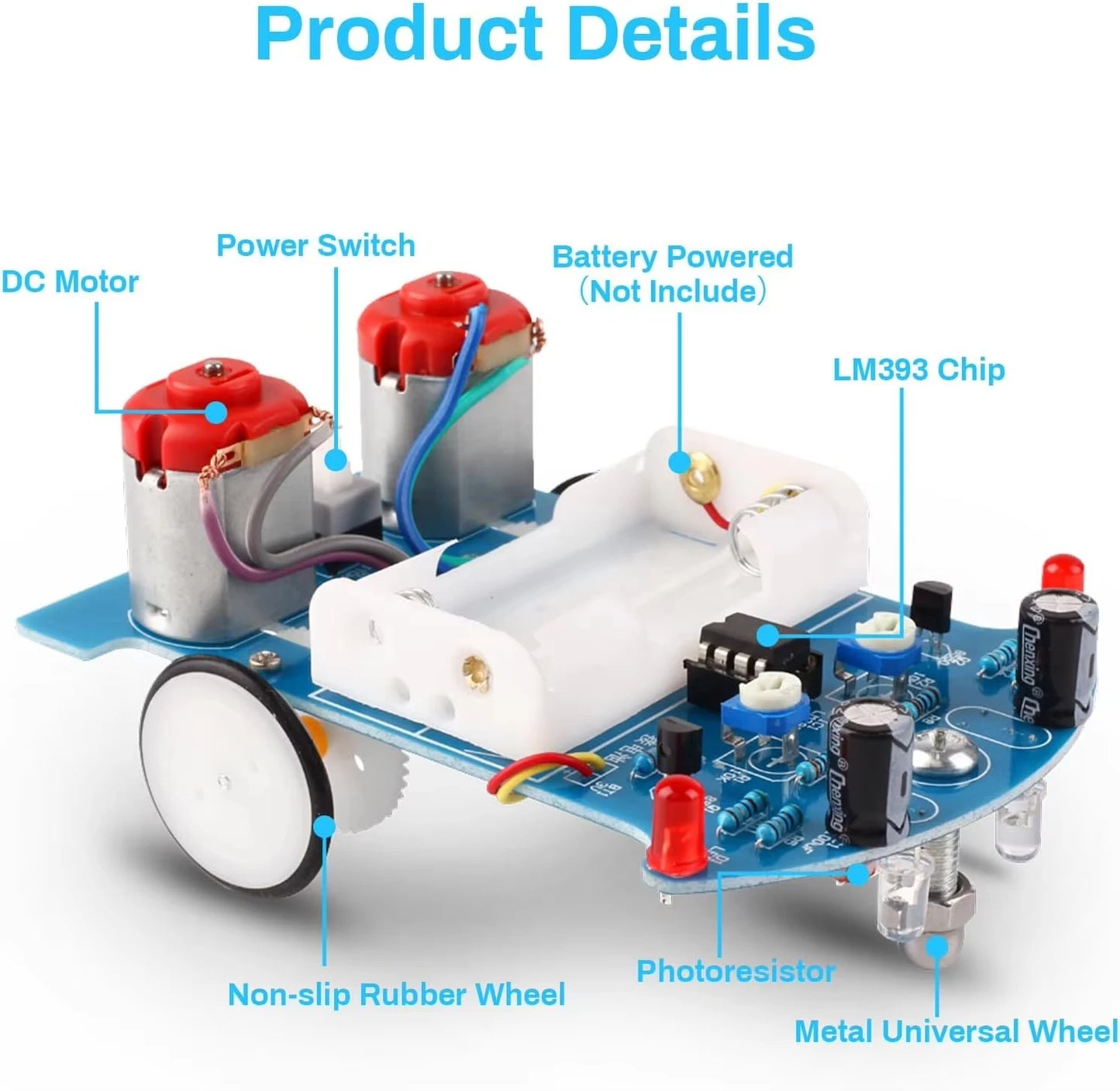 DIY Soldering Learning Kit - Smart Car Line Following Robot Electronics Project for Beginners