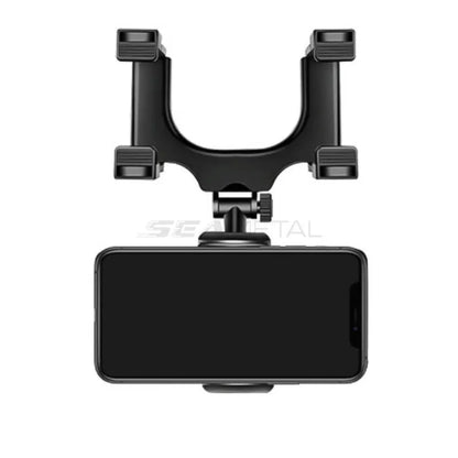 SEAMETAL Rearview Mirror Phone Holder - Adjustable Rotating Car Mount for Stable Smartphone Navigation