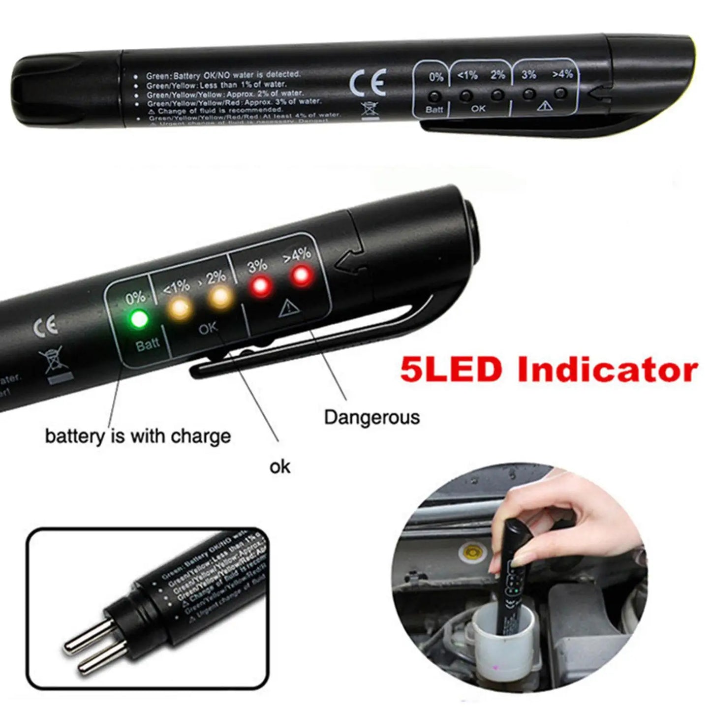 Effortless Brake Maintenance: Universal Brake Fluid Tester - Accurate Oil Quality Diagnostic Tool with LED Indicator, Liquid Testing Pen for Automotive Brake Oil