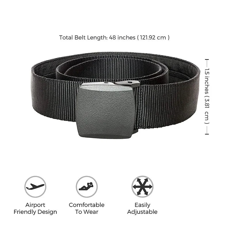 Unisex Plus Size Military Nylon Belt — Automatic Buckle Tactical Canvas Belt for Men and Women, 110-170cm