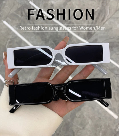 Luxury Rectangle Vintage Sunglasses for Men – Hip Hop Designer Black Small Frame UV400 Shades