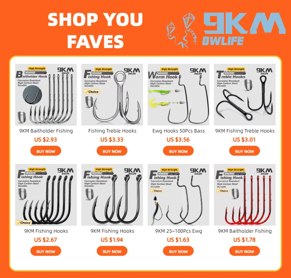 9KM High Carbon Steel Treble Fishing Hooks – Barbed Triple Hooks for Hard Lures & Saltwater Fishing