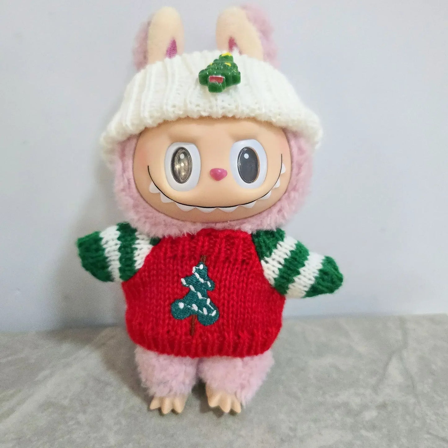 15–17cm Labubu Doll Clothes – Christmas Hat, Scarf & Elk Snowman Plush Outfit Set, New Year Gift