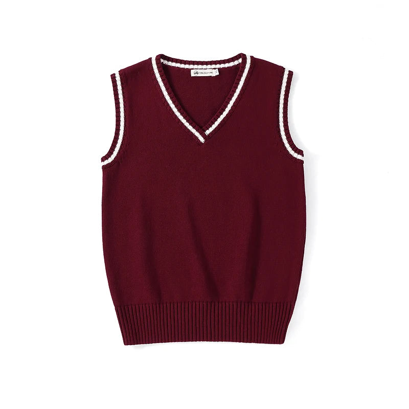 Unisex Sleeveless Sweater Vest – V-Neck Preppy Knitted Jumper for Women & Men, Retro Spring Fashion