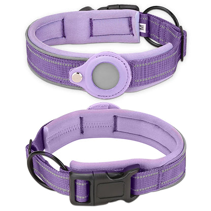 Reflective Padded AirTag Dog Collar – Integrated AirTag Holder for Small, Medium & Large Dogs