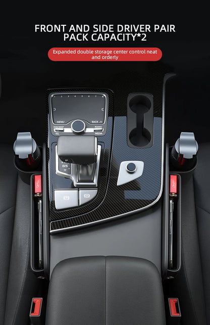 Multifunctional Car Seat Gap Organizer – Leak-proof PU Leather Storage Box with Cup Holder