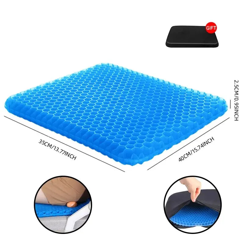 Gel Seat Cushion - Breathable Honeycomb Cooling Support for Office Chairs, Cars & Wheelchairs