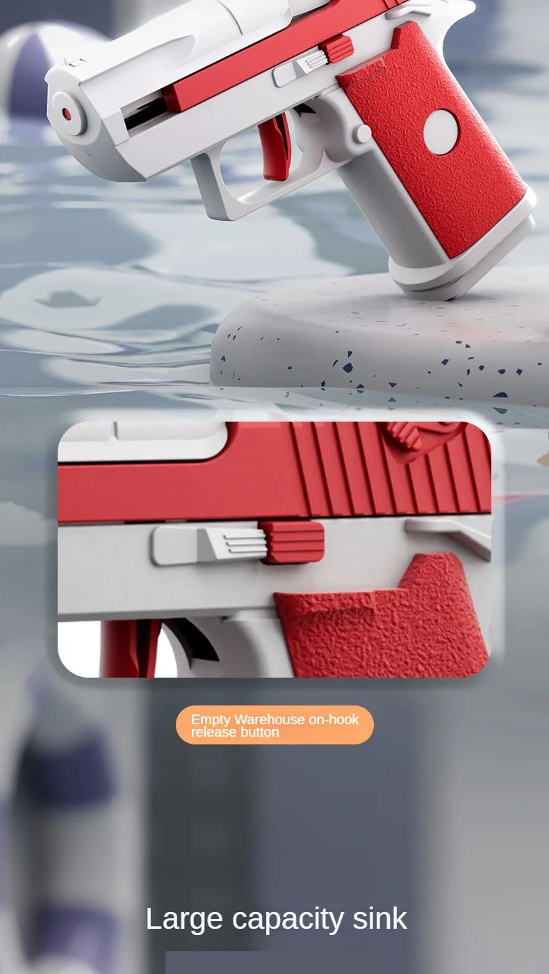 Mini Desert Eagle Water Gun – Mechanical Continuous Firing Small Pistol for Kids, Summer Beach & Pool Toy