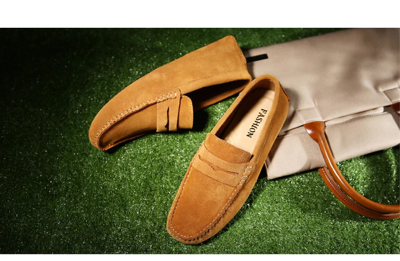 Men's High-Quality Leather Loafers – Casual Moccasins Slip-On Flats, Fashion Driving Shoes, Size 38-49