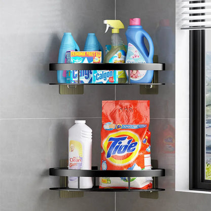 No-Drill Wall Corner Shelf - Aluminum Alloy Bathroom Shelf for Shampoo, Makeup, and Shower Storage Organizer