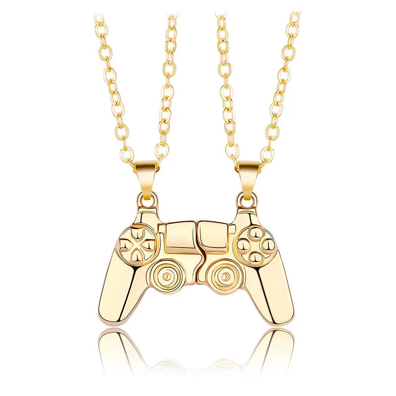 2Pcs Magnetic Couple Necklace Set – Game Controller Friendship Matching BFF Necklaces for Him & Her