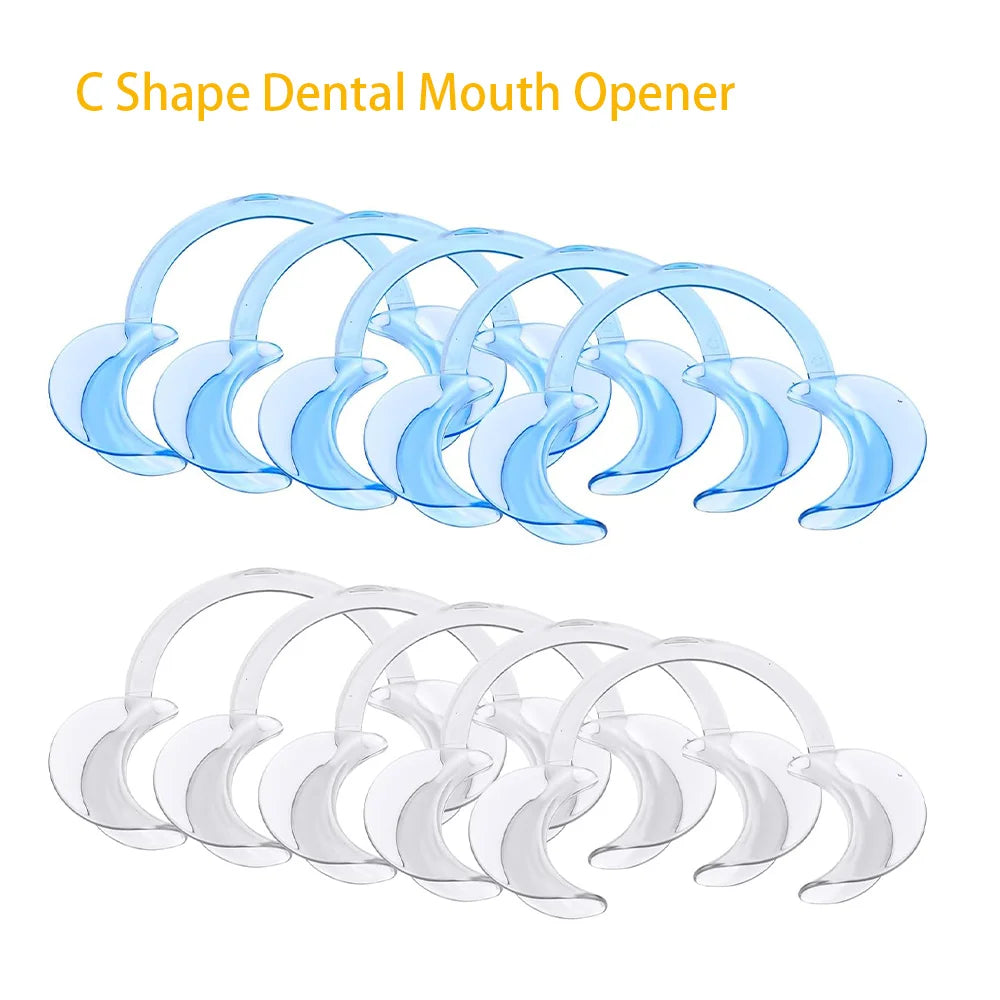 10pcs Dental Cheek Retractors – C-Shape Teeth Whitening & Intraoral Lip Opener, Clear & Blue