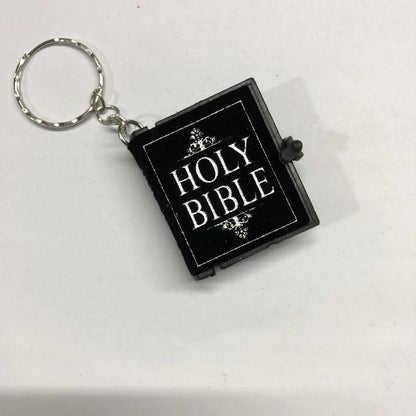Mini English Holy Bible Keychain - Christian Jesus Cross & Muslim Keyring, Prayer God Bless Charm for Women’s Bag