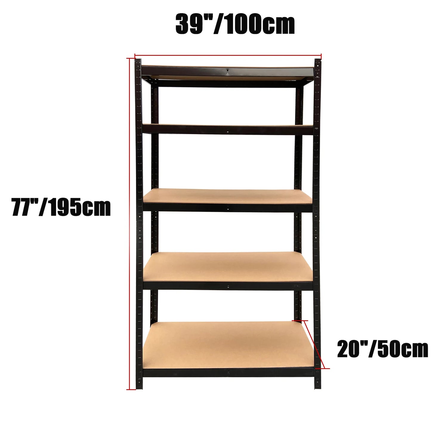 150-200CM Heavy Duty Garage Storage Shelves – 1929LBS Load, Adjustable 4/5 Tier Metal Racking for Home & Warehouse