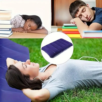47x30cm Inflatable Camping Pillow - Folding Air Cushion Travel Pillow for Outdoor Camping, Airplanes & Back Support