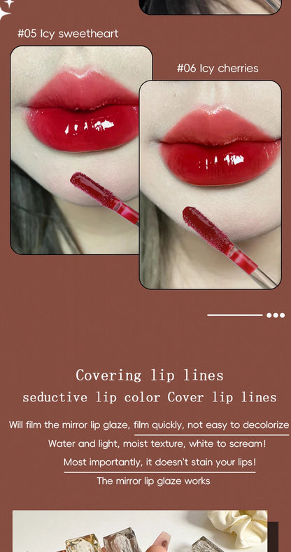 Long-Lasting Waterproof Lip Gloss – Moisturizing Mirror Shine, Easy Halo-Dyeing, Transparent Color Cosmetics