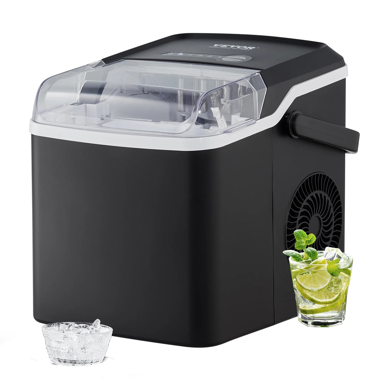 VEVOR Countertop Ice Maker - Self-Cleaning Portable Machine with Ice Scoop & Basket, 2 Sizes Bullet Ice