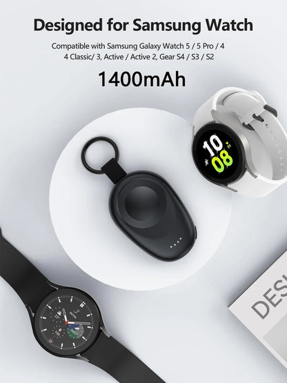 NEWDERY Magnetic Keychain Charger — Portable Wireless Power Bank for Samsung Galaxy Watch 7/Ultra/6/6 Classic/5 Pro/4/3 & Active 2/1