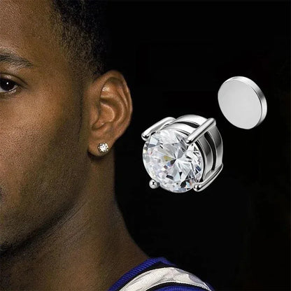 Crystal Magnetic Ear Studs – Punk Round Zircon Non-Piercing Earrings for Men & Women