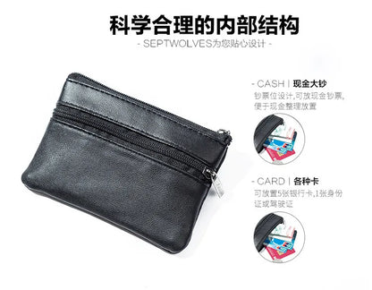 Leather Mini Coin Purse with Zipper – Small Wallet & Key Holder for Women, Men & Kids