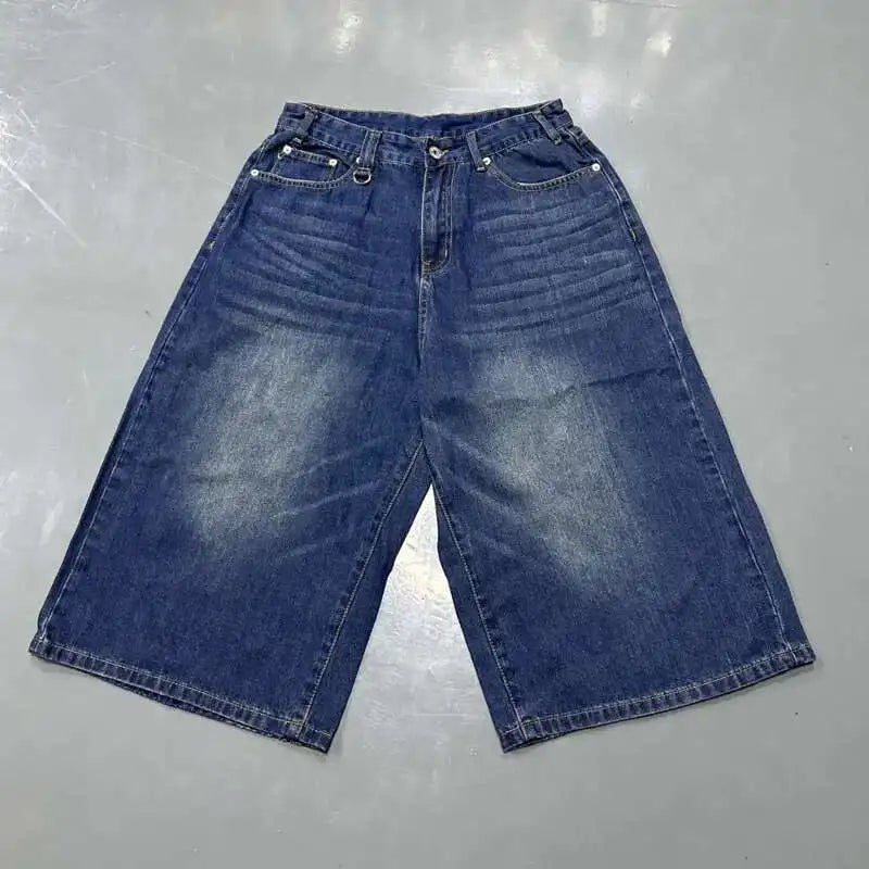 IEFB Men’s Summer Denim Jeans – Washed Blue Straight Loose Wide-Leg Casual Pants