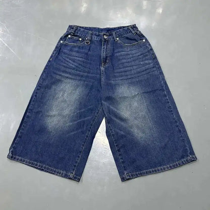 IEFB Men’s Summer Denim Jeans – Washed Blue Straight Loose Wide-Leg Casual Pants