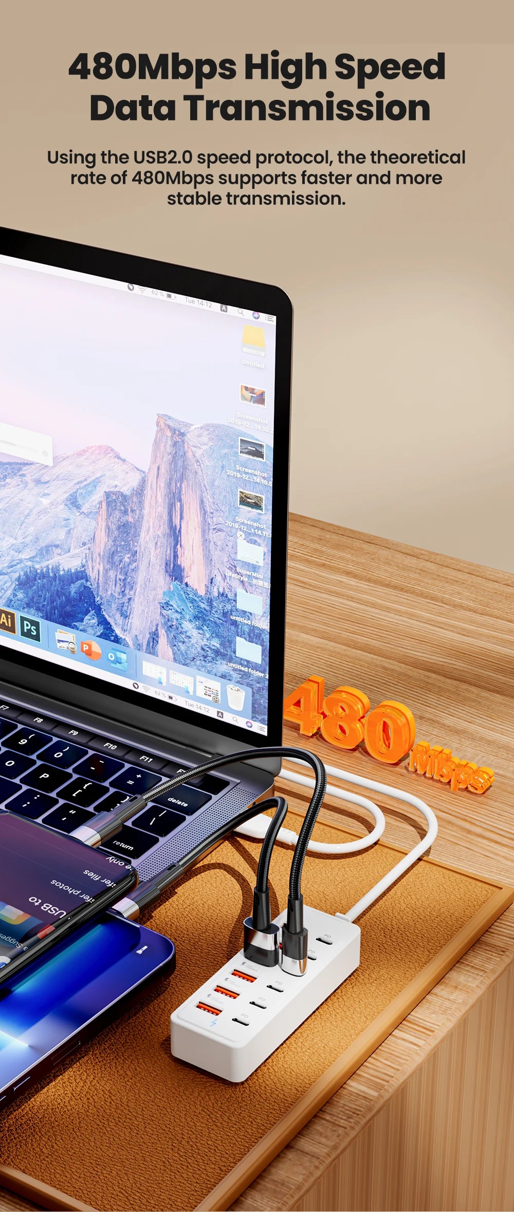 12-in-1 Power Strip & USB Charger Station — Multi-Port Wall/Desktop Adapter with USB-C Fast Charging for iPhone & Samsung