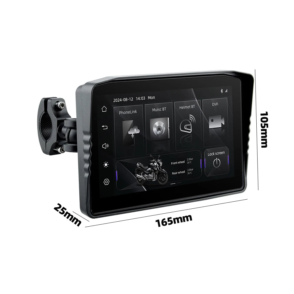 EKIY 6.25" Portable Digital Dashboard with Wireless CarPlay & Android Auto GPS Navigation - Anti-Theft Removable Screen for Motorcycle   2/2