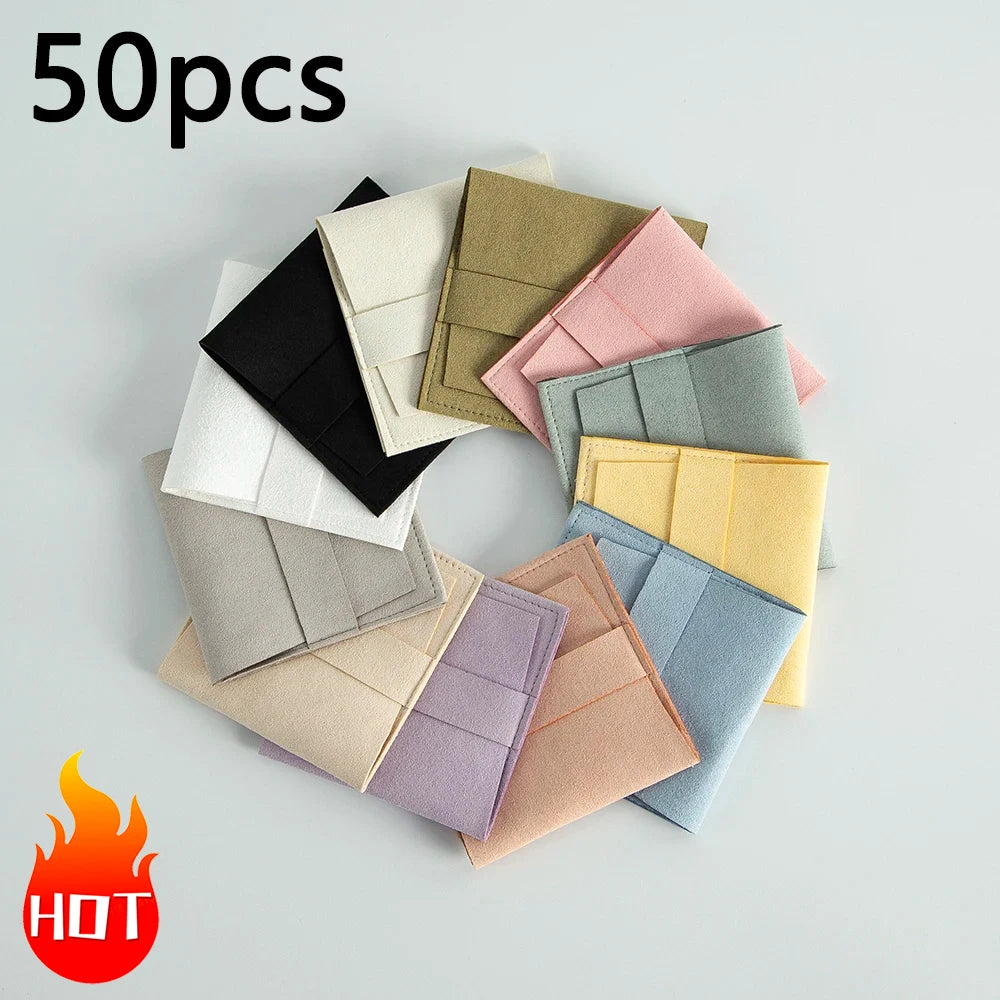 Microfiber Velvet Jewelry Pouch – 1/10/50pcs Gift Bags for Earrings, Necklaces & Wedding Packaging