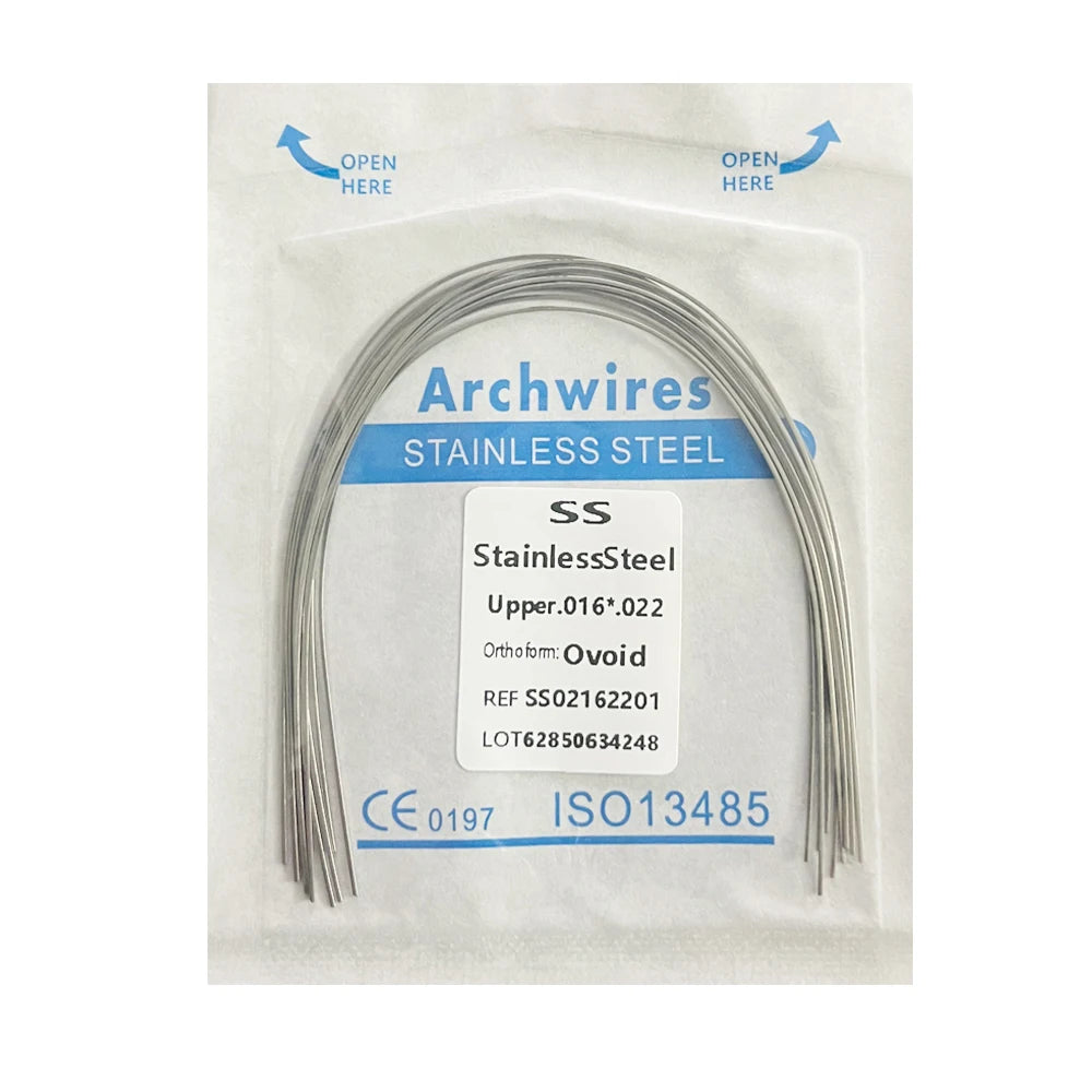 10PCS Dental Orthodontic Arch Wire Set - Stainless Steel Round & Rectangular Dentist Ovoid Form Material