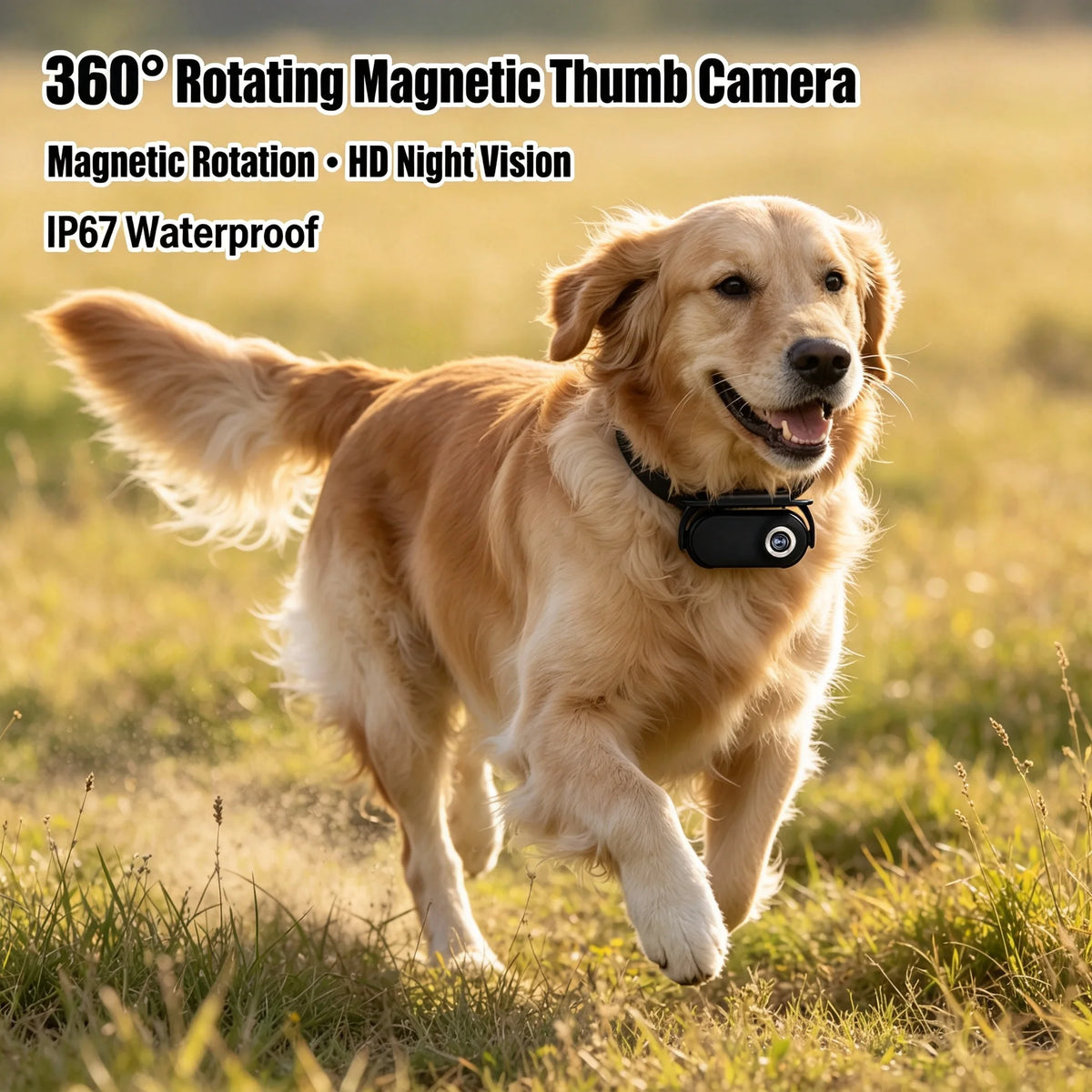 360° Rotation Pet Camera - 120° Wide-Angle Mini Collar Body Camera for Dogs and Cats, Portable Outdoor Video Recorder