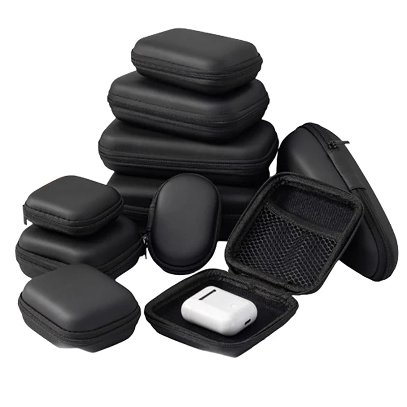 Portable Mini 3C Hard Shell Storage Bag - Artificial Leather Organizer for Earphones, Chargers, Data Cables, and U Disks