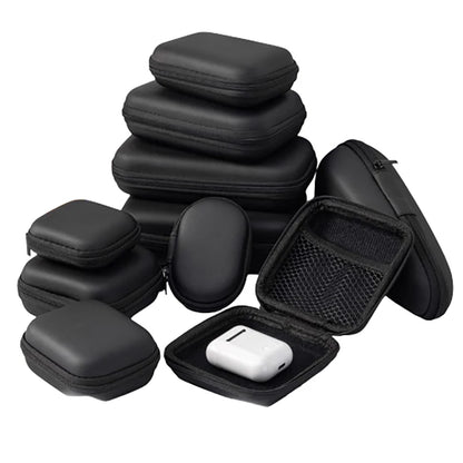Portable Mini 3C Hard Shell Storage Bag - Artificial Leather Organizer for Earphones, Chargers, Data Cables, and U Disks