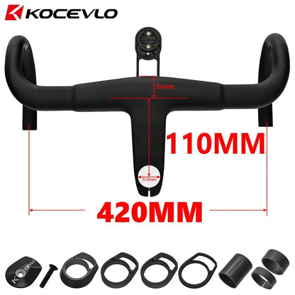 KOCEVLO H11 Carbon Road Bike Handlebar with Stem - Integrated Handlebar 370/390/400/420mm for 28.6/31.8mm Systems