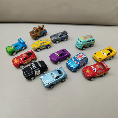 12pcs Disney Pixar Cars Toy Set – Lightning McQueen, Jackson Storm, Mater & More | Back-Force PVC Model Cars for Kids