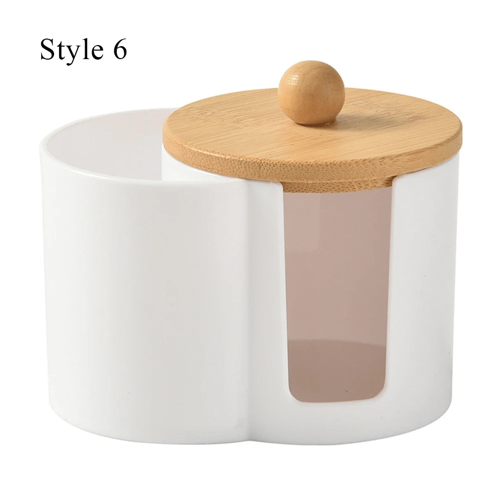 Cotton Round Pad & Powder Puff Holder – Dustproof Portable Makeup Organizer Box for Home, Durable Bathroom Storage Jar