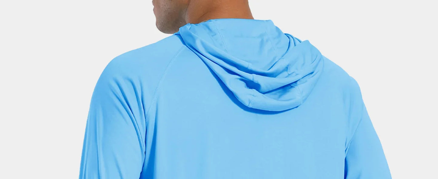 TACVASEN Men's Sun Protection Hoodie T-Shirt – UV-Proof, Lightweight, Breathable Long Sleeve Quick-Dry Top