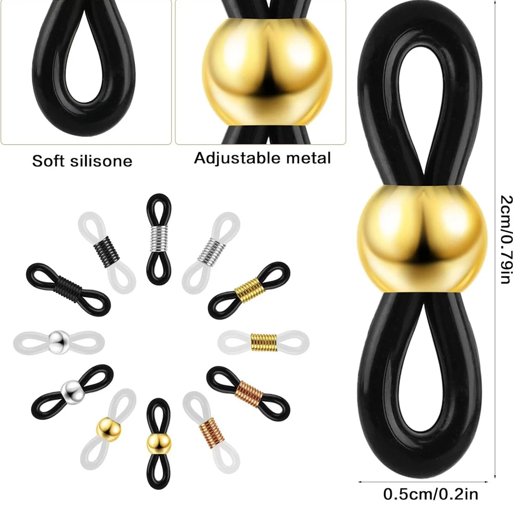 120PCS Eyeglass Chain Connector Set - Adjustable Anti-Slip Silicone Strap Holders for Women’s Glasses & Sunglasses