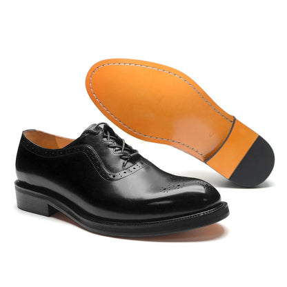 Men’s Handmade Genuine Leather Oxford Shoes - Classic Brogue Lace-Up Wedding, Business & Formal Dress Shoes