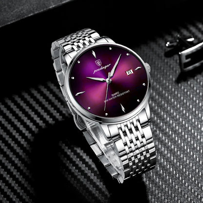 POEDAGAR Luxury Men's Sports Watch — Waterproof Luminous Stainless Steel Quartz Wristwatch with Date