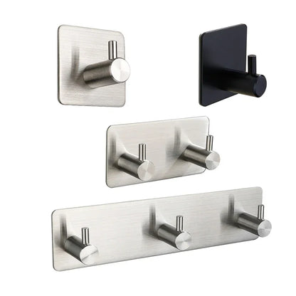 Stainless Steel Self-Adhesive Wall Hooks – Rustproof 3M Sticky Hooks for Towels, Robes, Coats, and Clothes in Bathroom or Kitchen